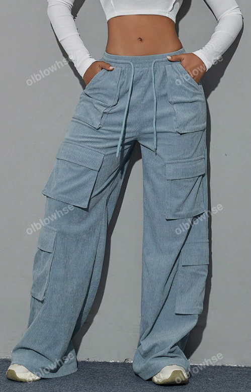 Corduroy Cargo Wide Leg Pants