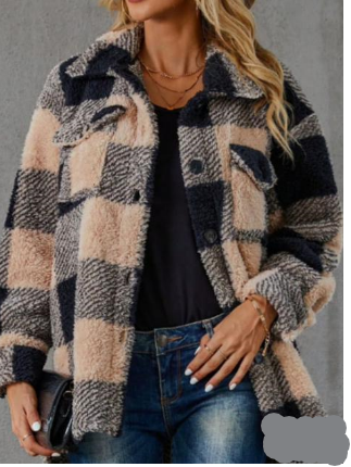 Ladies Check Fleeze Coat