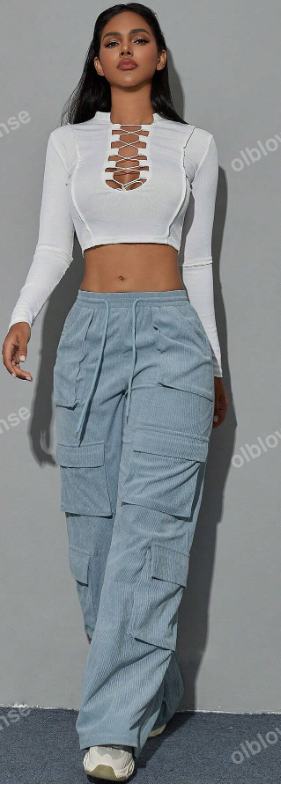 Corduroy  Cargo Wide Leg Pants