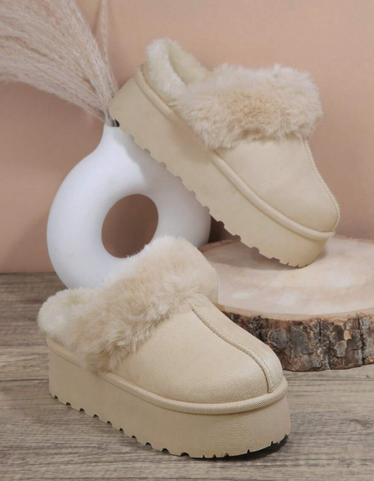 Fuzzy Flatform Slippers