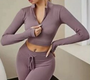 Women’s Ribbed Zip-Up Workout Set