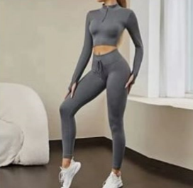 Women’s Ribbed Zip-Up Workout Set