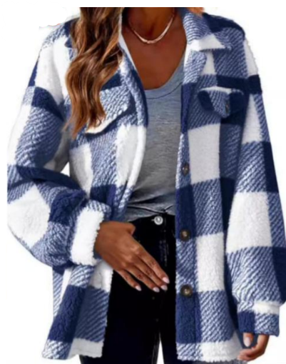 Ladies Check Fleeze Coat
