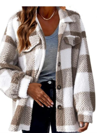 Ladies Check Fleeze Coat