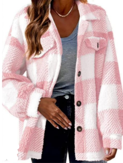 Ladies Check Fleeze Coat
